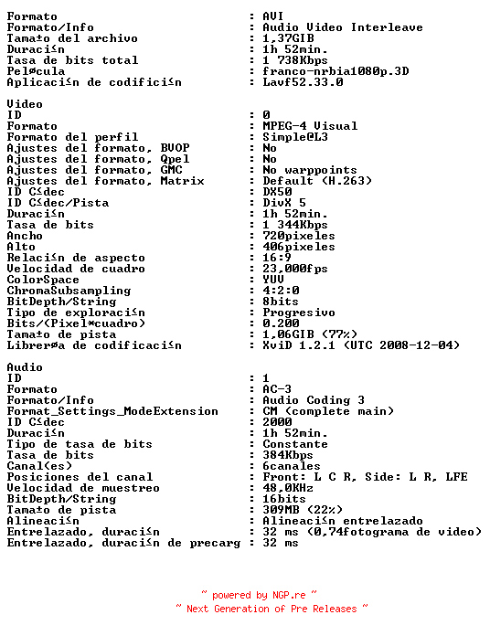 NFO for the release Las.Cronicas.De.Narnia.3.3D.SBS.2010.SPANISH.BDRIP.AC3.XVID-TED by TED