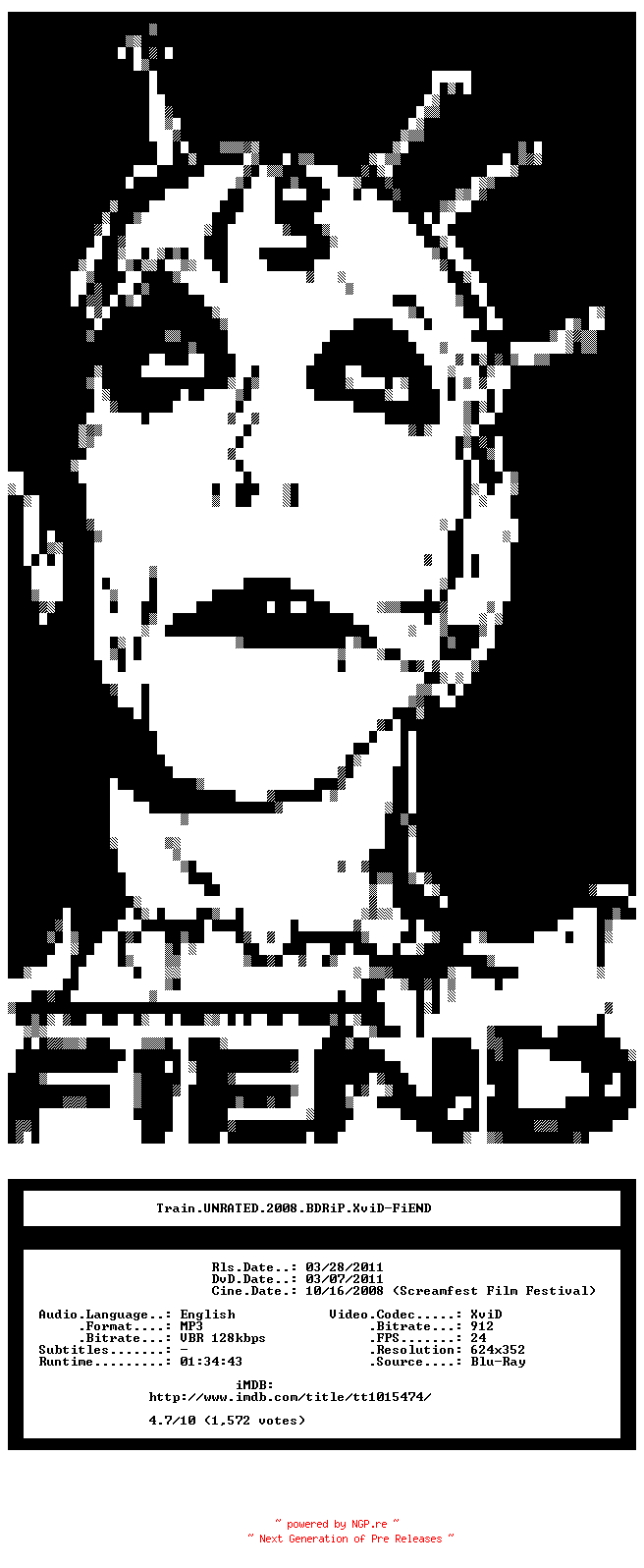 NFO for the release Train.UNRATED.2008.BDRiP.XviD-FiEND by FiEND
