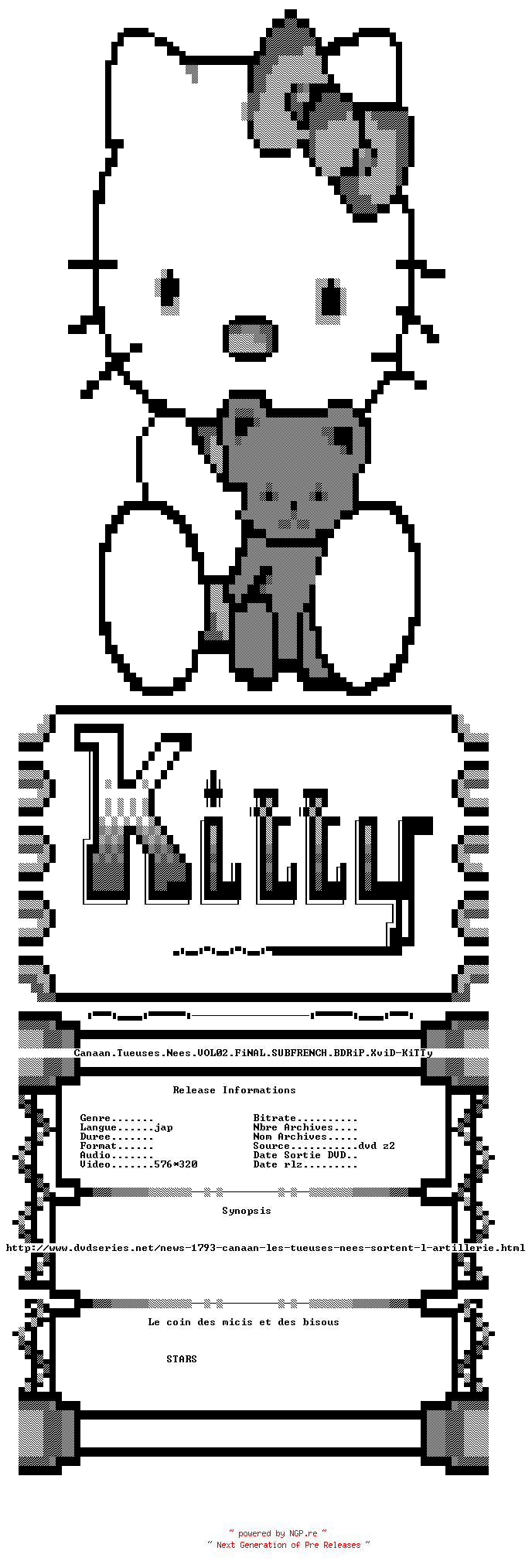 NFO for the release Canaan.Tueuses.Nees.VOL02.FiNAL.SUBFRENCH.BDRiP.XviD-KiTTy by KiTTy