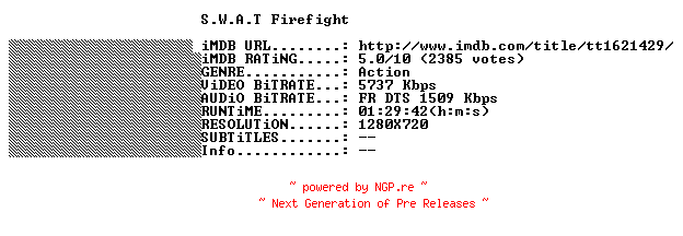 NFO for the release S.W.A.T.Firefight.2011.STV.FRENCH.720p.BluRay.x264-THENiGHTMAREiNHD by THENiGHTMAREiNHD