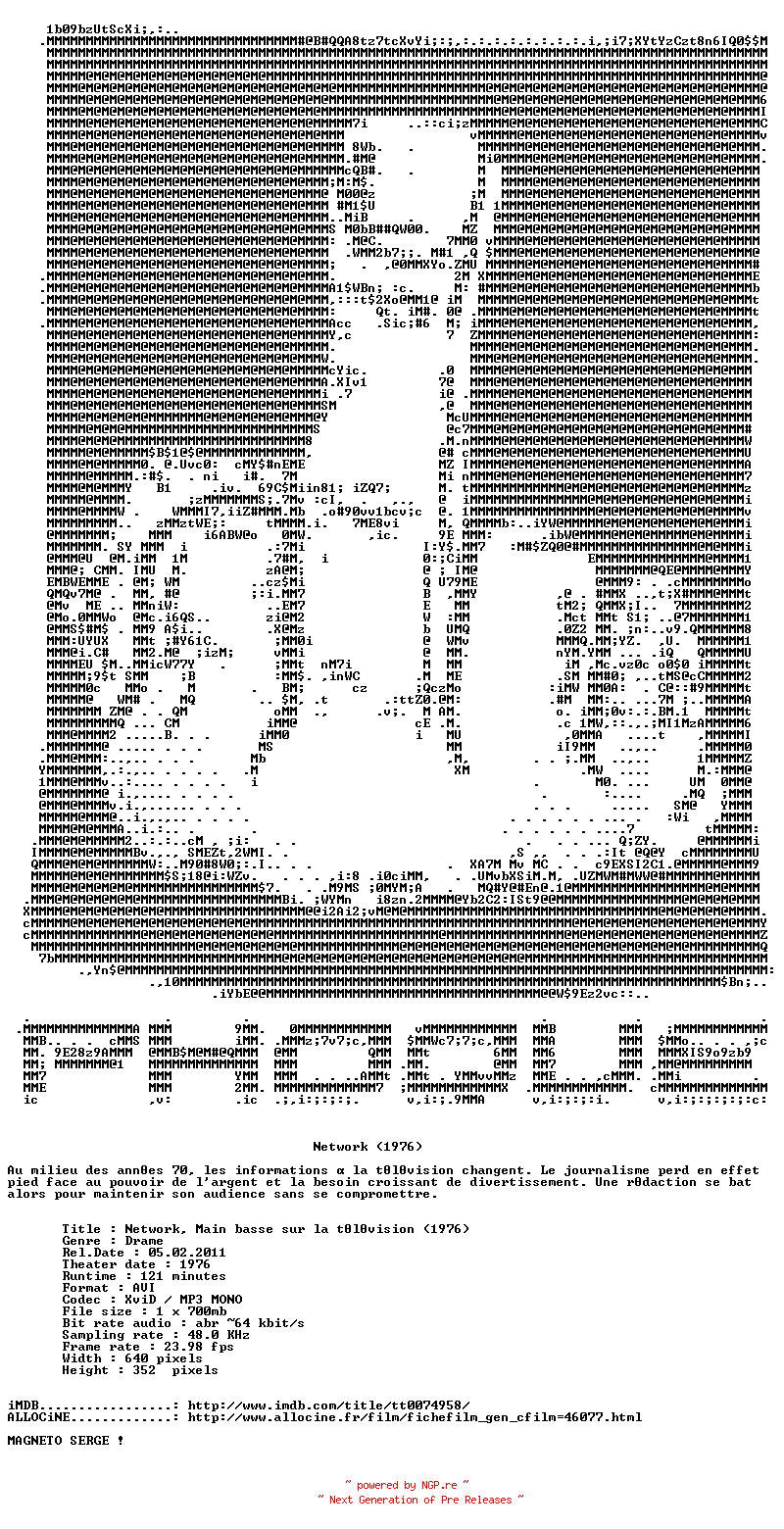NFO for the release Network.1976.FRENCH.BDRip.XViD-PHoQUE by PHoQUE