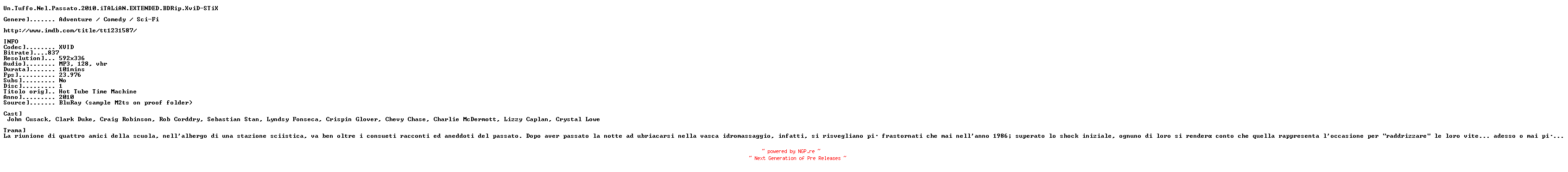 NFO for the release Un.Tuffo.Nel.Passato.2010.iTALiAN.EXTENDED.BDRip.XviD-STiX by STiX