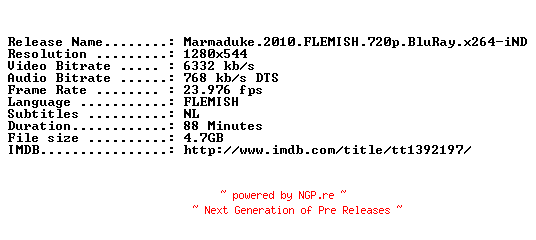 NFO for the release Marmaduke.2010.FLEMISH.720p.Bluray.x264-iND by iND