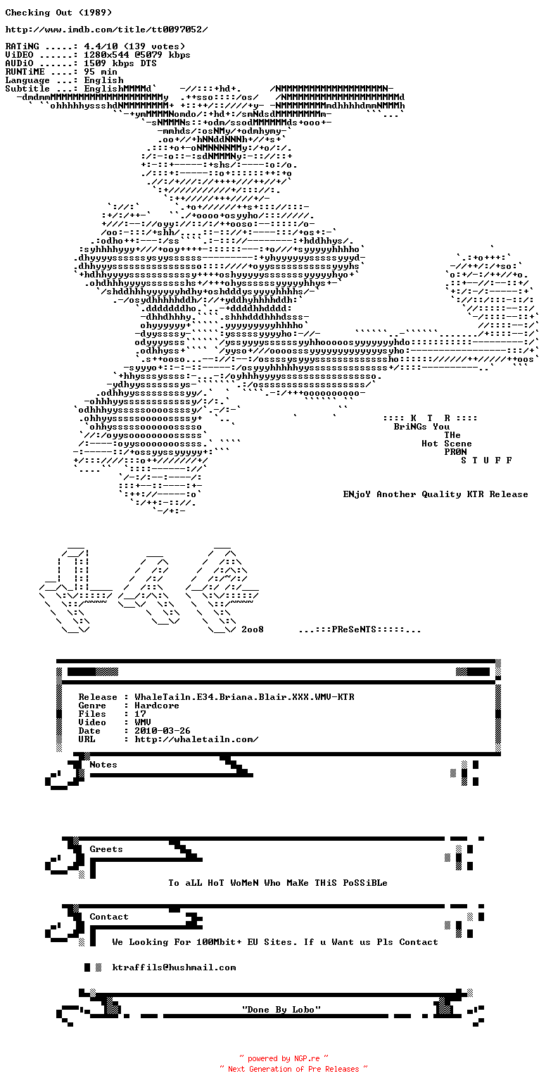 NFO for the release Checking.Out.1989.720p.BluRay.x264-MELiTE by MELiTE