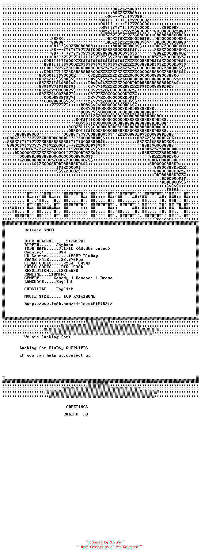 NFO for the release Four.Weddings.And.A.Funeral.1994.720p.BluRay.x264-Japhson by Japhson