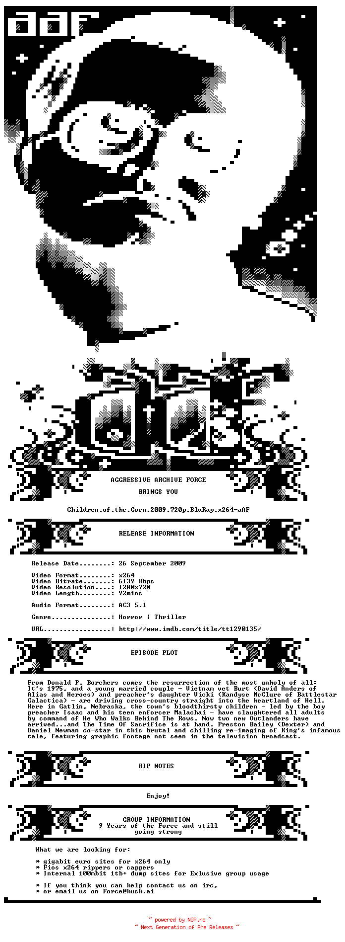 NFO for the release Children.of.the.Corn.2009.720p.BluRay.x264-aAF by aAF