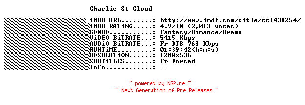 NFO for the release Charlie.St.Cloud.FRENCH.720p.BluRay.x264-THENiGHTMAREiNHD by THENiGHTMAREiNHD