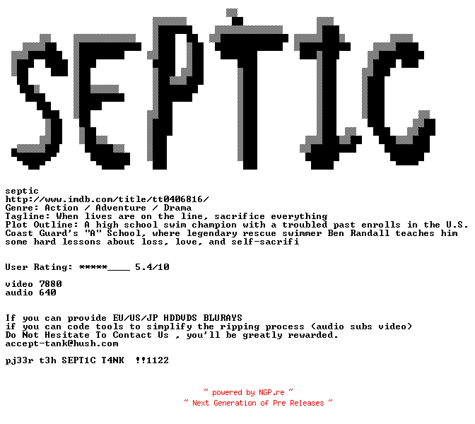 NFO for the release The.Guardian.2006.720p.DVD9.BluRay.x264-SEPTiC by SEPTiC