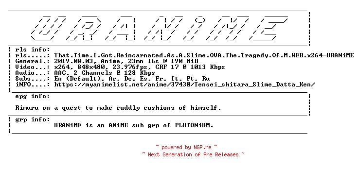 NFO for the release That.Time.I.Got.Reincarnated.As.A.Slime.OVA.The.Tragedy.Of.M.WEB.x264-URANiME by URANiME