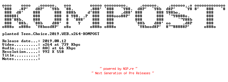 NFO for the release Teen.Choice.2019.WEB.x264-KOMPOST by KOMPOST