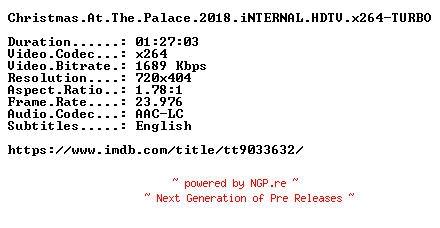 NFO for the release Christmas.At.The.Palace.2018.iNTERNAL.HDTV.x264-TURBO by TURBO
