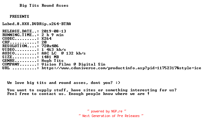 NFO for the release Lubed.8.XXX.DVDRip.x264-BTRA by BTRA