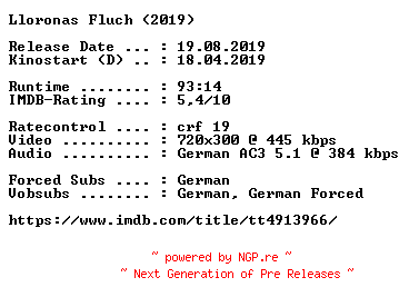 NFO for the release Lloronas.Fluch.German.2019.AC3.BDRip.x264-COiNCiDENCE by COiNCiDENCE
