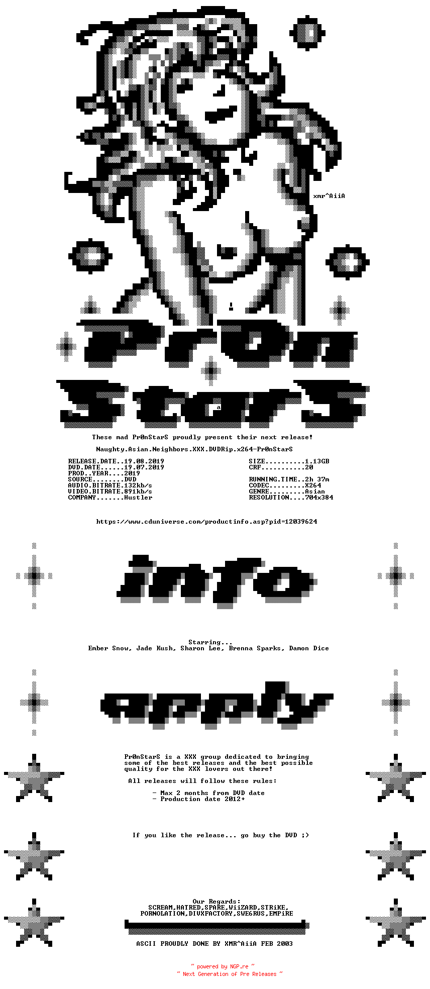 NFO for the release Naughty.Asian.Neighbors.XXX.DVDRip.x264-Pr0nStarS by Pr0nStarS