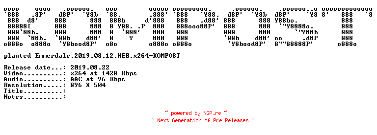 NFO for the release Emmerdale.2019.08.12.WEB.x264-KOMPOST by KOMPOST