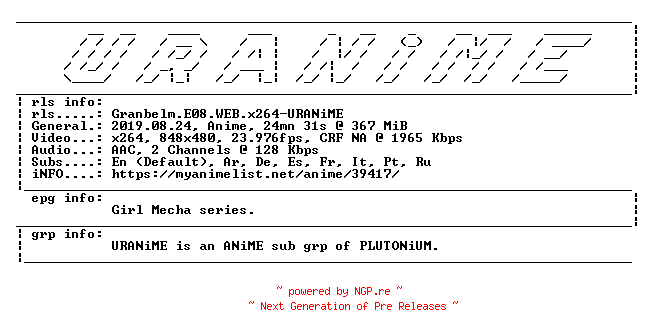 NFO for the release Granbelm.E08.WEB.x264-URANiME by URANiME