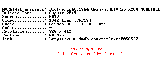 NFO for the release Blutgericht.1964.German.HDTVRip.x264-NORETAiL by NORETAiL