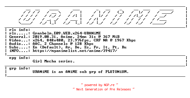 NFO for the release Granbelm.E09.WEB.x264-URANiME by URANiME