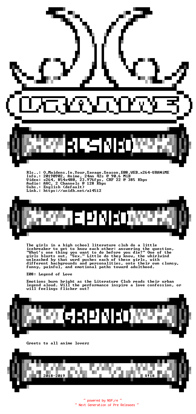 NFO for the release O.Maidens.In.Your.Savage.Season.E08.WEB.x264-URANiME by URANiME