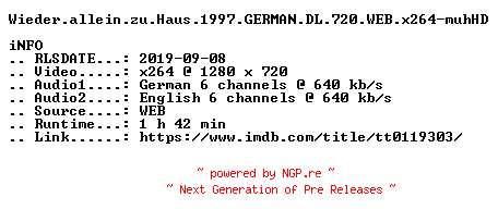 NFO for the release Wieder.allein.zu.Haus.1997.GERMAN.DL.720.WEB.x264-muhHD by muhHD