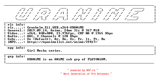 NFO for the release Granbelm.E11.WEB.x264-URANiME by URANiME