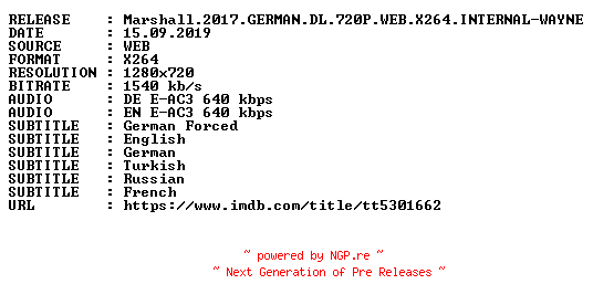 NFO for the release Marshall.2017.GERMAN.DL.720P.WEB.X264.INTERNAL-WAYNE by WAYNE