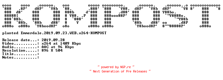 NFO for the release Emmerdale.2019.09.23.WEB.x264-KOMPOST by KOMPOST