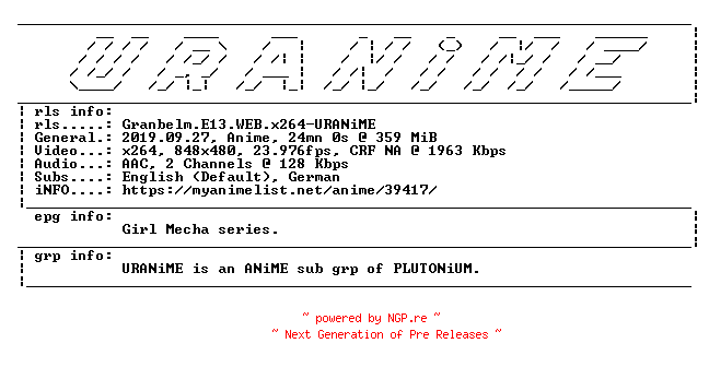 NFO for the release Granbelm.E13.WEB.x264-URANiME by URANiME