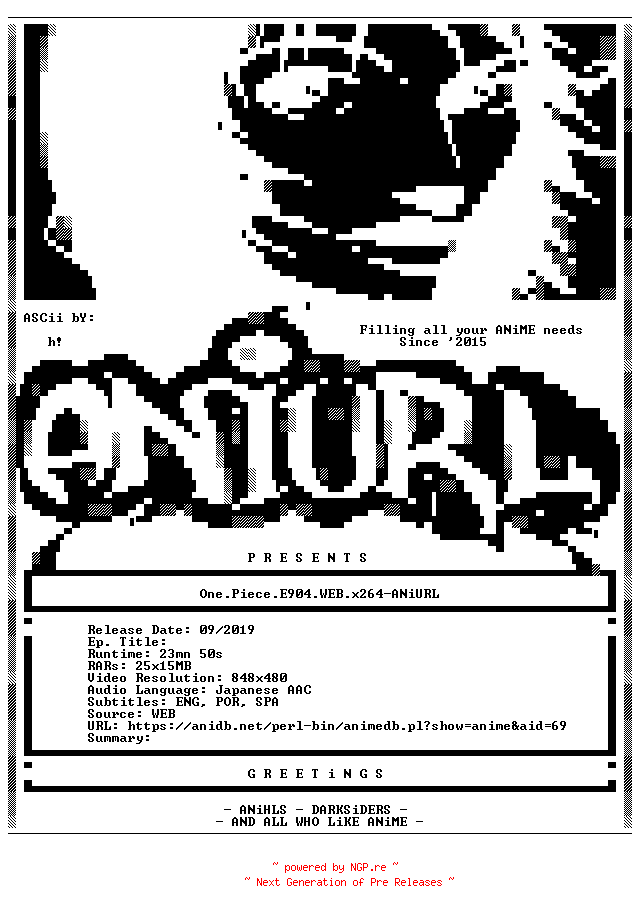 NFO for the release One.Piece.E904.WEB.x264-ANiURL by ANiURL