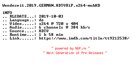 NFO for the release Wendezeit.2019.GERMAN.HDTVRiP.x264-muhHD by muhHD