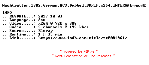 NFO for the release Nachtratten.1982.German.AC3.Dubbed.BDRiP.x264.iNTERNAL-muhHD by muhHD