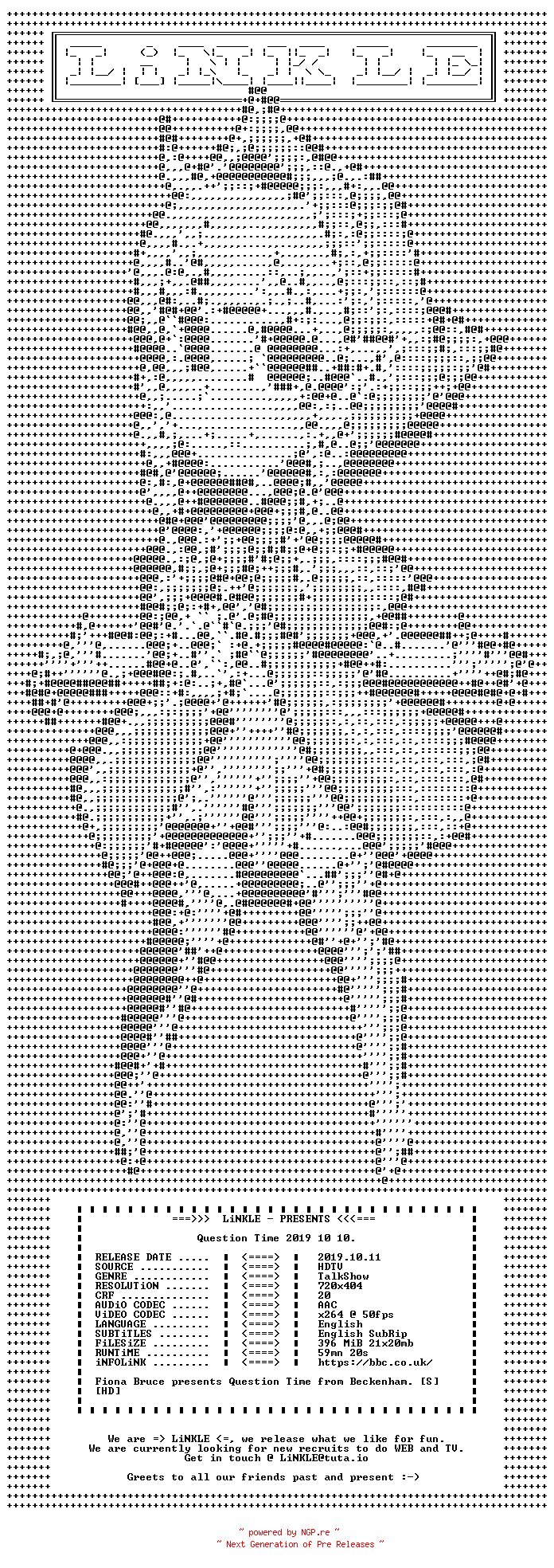 NFO for the release Question.Time.2019.10.10.HDTV.x264-LiNKLE by LiNKLE