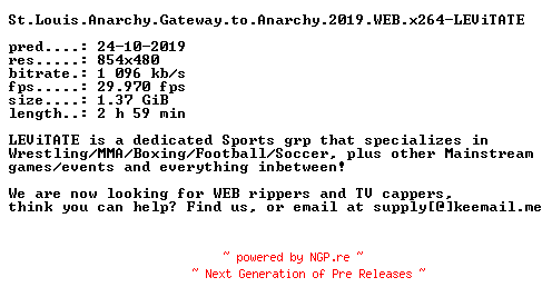 NFO for the release St.Louis.Anarchy.Gateway.to.Anarchy.2019.WEB.x264-LEViTATE by LEViTATE