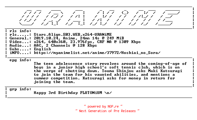 NFO for the release Stars.Align.E03.WEB.x264-URANiME by URANiME