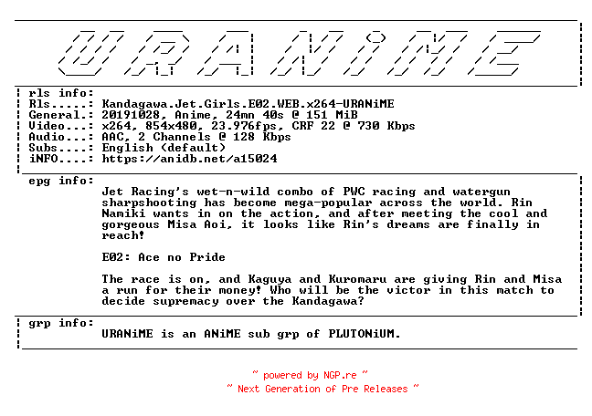 NFO for the release Kandagawa.Jet.Girls.E02.WEB.x264-URANiME by URANiME