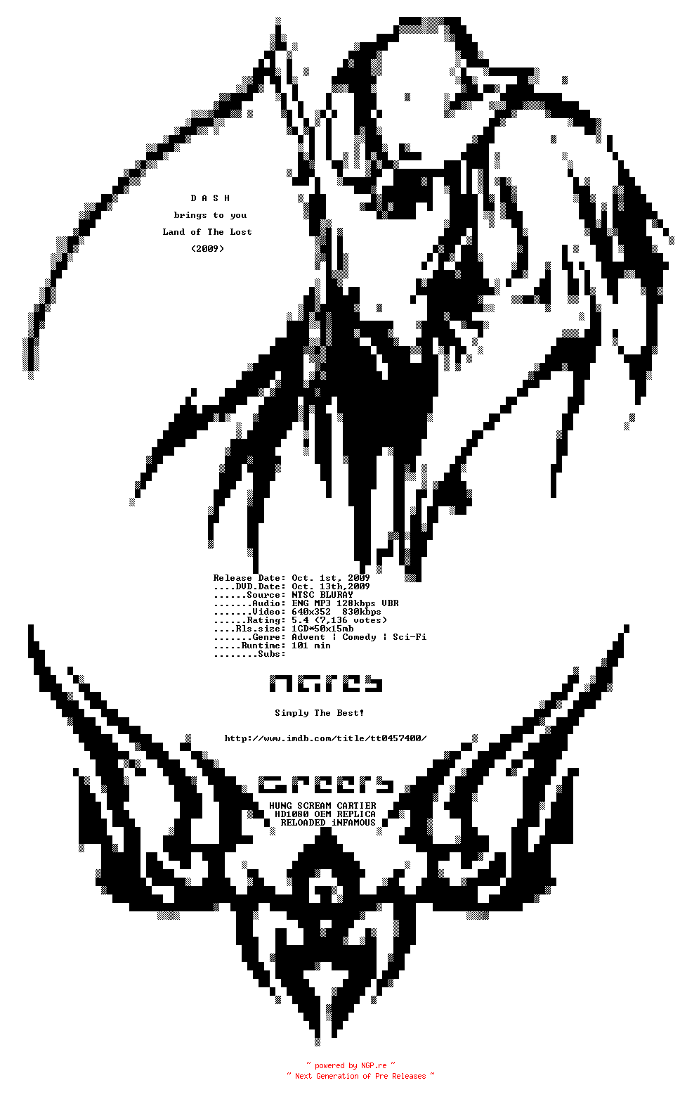 NFO for the release Land.Of.The.Lost.BDRip.XviD-DASH by DASH
