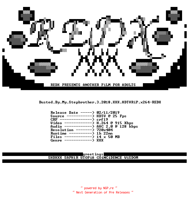NFO for the release Busted.By.My.Stepbrother.3.2018.XXX.HDTVRiP.x264-REDX by REDX