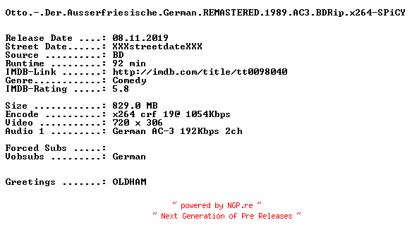 NFO for the release Otto.-.Der.Ausserfriesische.German.REMASTERED.1989.AC3.BDRip.x264-SPiCY by SPiCY