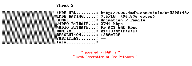 NFO for the release Shrek.2.2004.FRENCH.720p.BluRay.x264-THENiGHTMAREiNHD by THENiGHTMAREiNHD