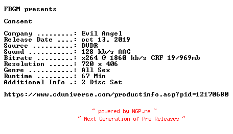 NFO for the release Consent.DiSC2.XXX.DVDRip.x264-FBGM by FBGM