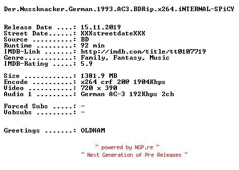 NFO for the release Der.Nussknacker.German.1993.AC3.BDRip.x264.iNTERNAL-SPiCY by SPiCY
