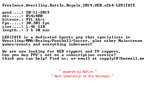 NFO for the release Freelance.Wrestling.Battle.Royale.2019.WEB.x264-LEViTATE by LEViTATE