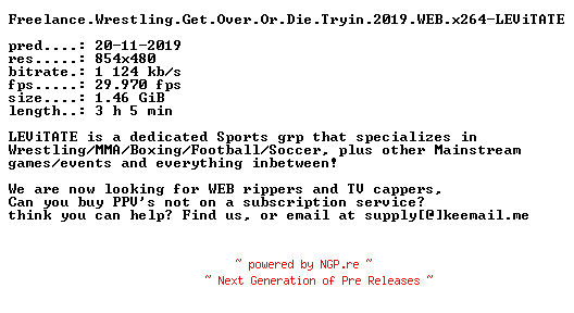 NFO for the release Freelance.Wrestling.Get.Over.Or.Die.Tryin.2019.WEB.x264-LEViTATE by LEViTATE