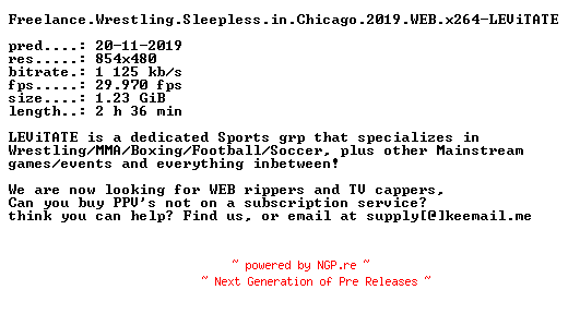 NFO for the release Freelance.Wrestling.Sleepless.in.Chicago.2019.WEB.x264-LEViTATE by LEViTATE