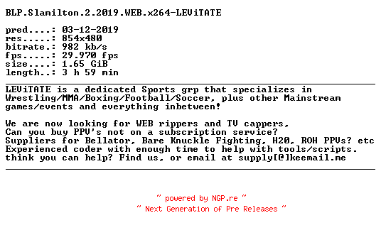 NFO for the release BLP.Slamilton.2.2019.WEB.x264-LEViTATE by LEViTATE
