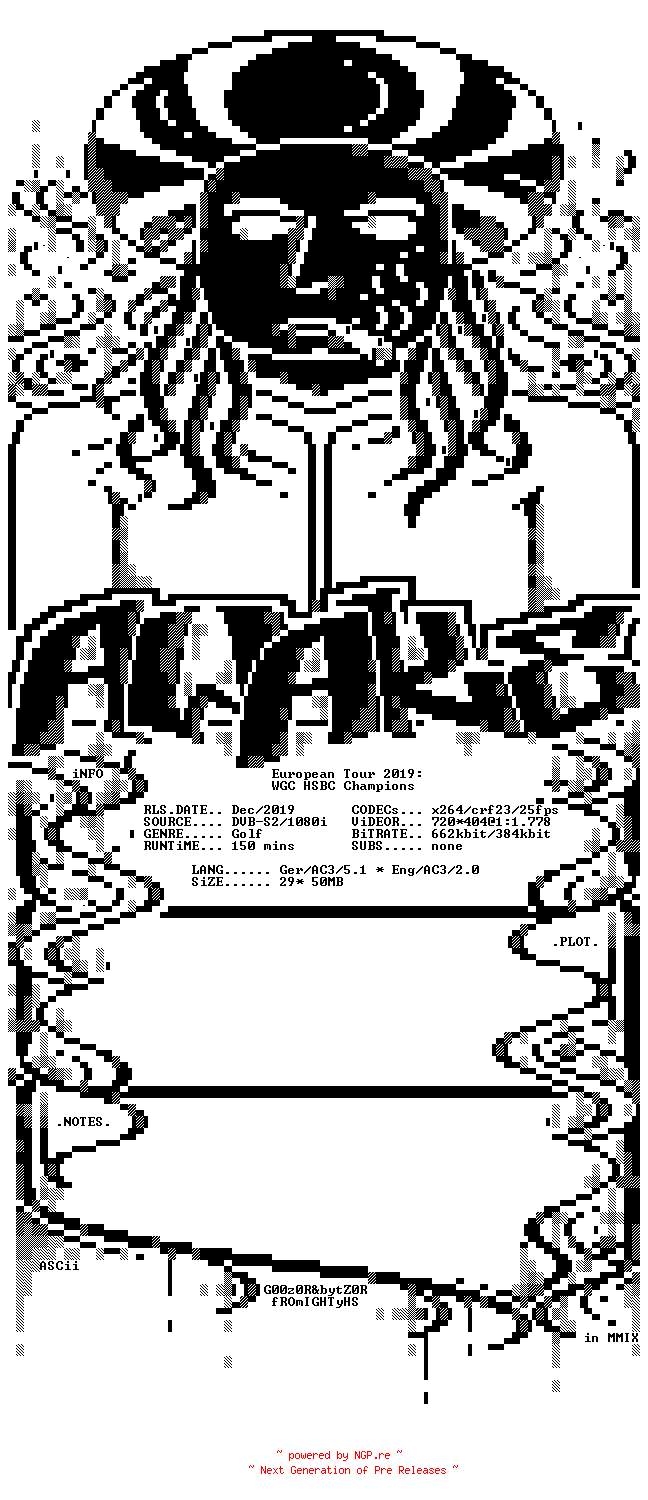 NFO for the release European.Tour.2019.WGC.HSBC.Champions.Finalrunde.GERMAN.DL.HDTV.x264-aWake by aWake