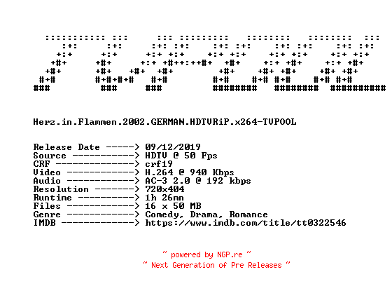 NFO for the release Herz.in.Flammen.2002.GERMAN.HDTVRiP.x264-TVPOOL by TVPOOL