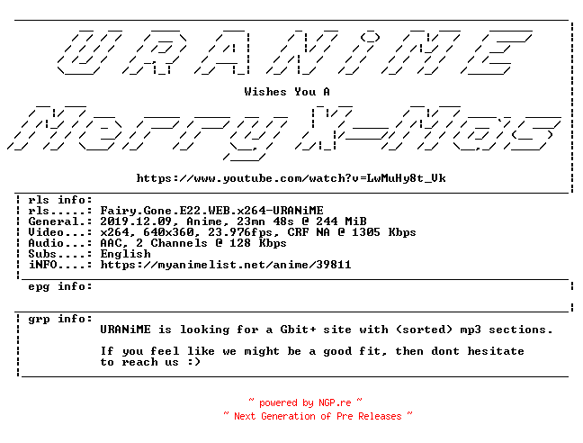 NFO for the release Fairy.Gone.E22.WEB.x264-URANiME by URANiME