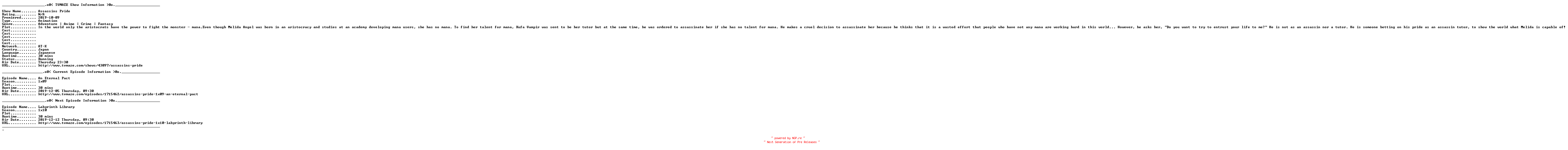 NFO for the release Assassins.Pride.E07.WEB.x264-URANiME by URANiME
