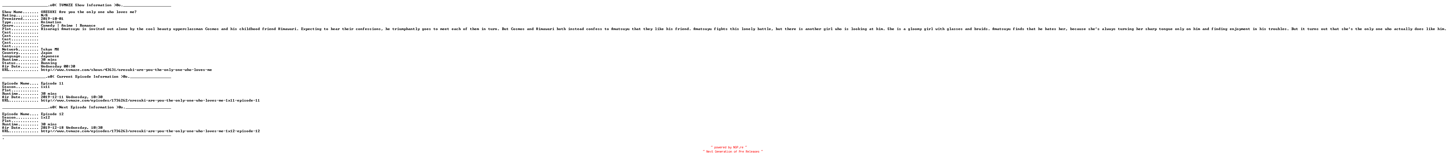 NFO for the release Oresuki.Are.You.The.Only.One.Who.Loves.Me.E08.WEB.x264-URANiME by URANiME